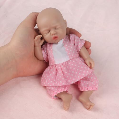 Vollence 7 اینچ Micro Preemie Full Body Silicone Baby Girl Doll Lifelike Mini Reborn Doll Surprice کودکان ضد استرس Image