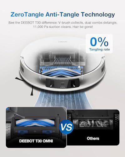 جاروبرقی رباتی ECOVACS DEEBOT T30 PRO OMNI با عملکرد تی کشی، تی کشی TrueEdge، برس بدون گره، قدرت مکش ۱۱,۰۰۰ PA با آب داغ و شستشوی هوشمند، نقره‌ای Image