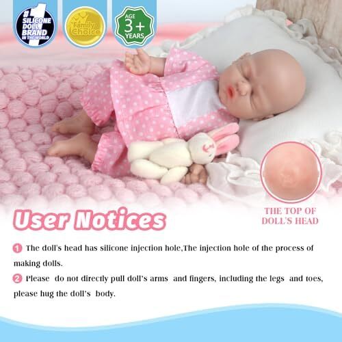 Vollence 7 اینچ Micro Preemie Full Body Silicone Baby Girl Doll Lifelike Mini Reborn Doll Surprice کودکان ضد استرس Image