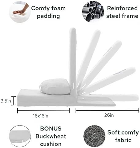 صندلی مدیتیشن حرفه ای قابل تنظیم تاشو ذهنفول و مدرن - صندلی مدیتیشن با پشتیبان و بالشتک مدیتیشن گندم سیاه پاداش - دستیابی به یک تمرین ذهن آگاهی عمیق راحت - صندلی کف Image