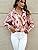 Prettywear زنانه دکمه دار پیراهن فانوس بلند پیراهن آستین بلند سایز بلوز گاه به گاه تاپ چکیده چاپ شده Thumbnail