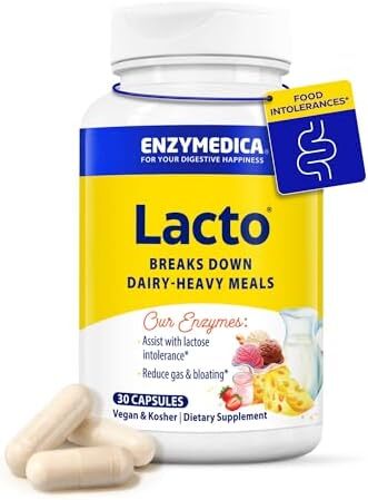 انزیمدیکا لاکتو، فرمول حداکثر قدرت برای عدم تحمل لبنیات، با آنزیم‌های لاکتاز و پروتئاز، تسکین‌دهنده ناراحتی‌های گوارشی، ۳۰ کپسول (۳۰ وعده) Image