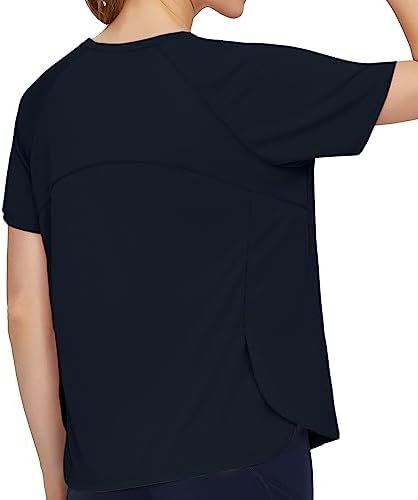 تی شرت ورزشی آستین کوتاه زنانه Origiwish پیراهن بدنسازی برای دویدن سریع خشک تاپ های ورزشی یوگا Image