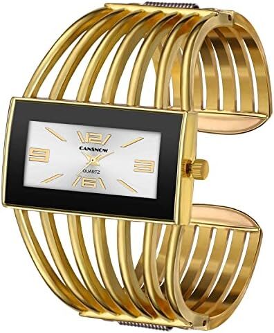 ساعت مچی زنانه، ساعت زنانه النگو ساعت مچی زنانه کوارتز ساعت مچی زنانه با صفحه مستطیل شکل ساعت مچی شیک لوکس بند اسکلت کلاسیک کوارتز ساعت زنانه هدیه زیبا برای زنان Image