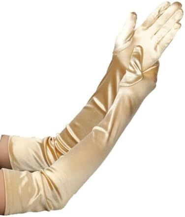 دستکش 21 اینچی برای مهمانی عصرانه زنانه DreamHigh دستکش ساتن بلند مشکی/سفید Image