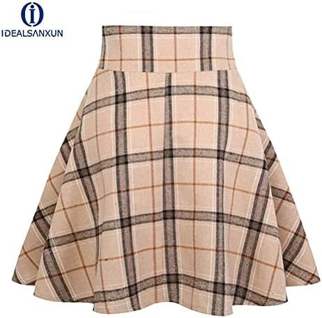 دامن های کوتاه چهارخانه گوتیک IDEALSANXUN برای دامن های چهارخانه کمر بلند زنانه Image