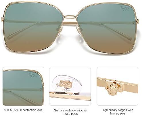 عینک آفتابی SOJOS Fashion Square Aviators برای زنان با لنز آینه تخت SJ1082 Image