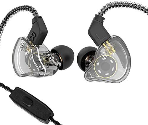 هدفون های سیمی CCZ Melody با درایورهای HiFi 1DD و 1BA، صدای شفاف و واضح، بالشتک های گوش راحت، هدفون های IEM برای خوانندگان، نوازندگان و درامرها (با میکروفن، مشکی شفاف) Image