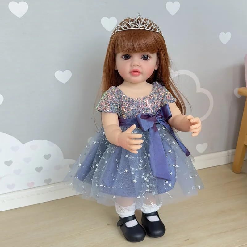 Nano Classic 22 inch 55 Cm Reborn Baby Doll نرم کامل بدن سیلیکونی نوزاد واقعی شبیه عروسک بچه عروسک اسباب بازی دخترانه هدیه عروسک (لباس شاهزاده) Image