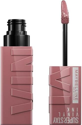 رژ لب براق و براق ضد انتقال لباس بلند Maybelline New York Super Stay Vinyl Ink Nudes, Awestruck Image