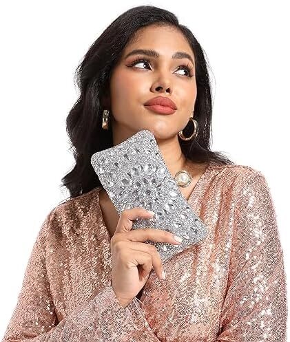 کیف پول‌های Clutch کریستالی Boutique De FGG برای کیف‌های شب زنانه کیف بدلیجات جشن عروسی Image