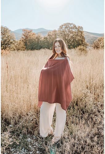 پوشش شیردهی کنسی موسلین برای شیردهی نوزاد، پوشش شیردهی ۱۰۰٪ پنبه‌ای قابل تنفس با حلقه سخت برای پیشبند مادر، چادر صندلی خودرو چندمنظوره (فندق) Image