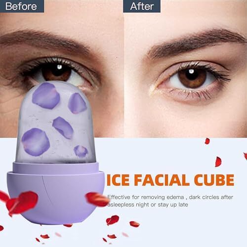 غلتک یخ نیوانت برای صورت - ماساژ زیبایی صورت، مکعب درخشان برای مراقبت از پوست، کاهش چین و چروک دور چشم و پف آکنه (بنفش02) Image