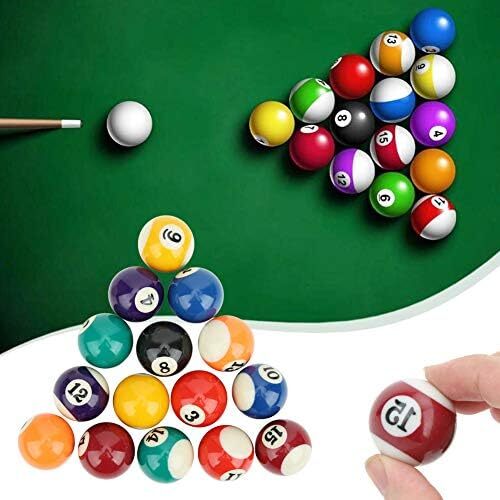 توپ های بیلارد، ست توپ های استخر 1-1/2 اینچی، ست کامل 16 توپ میز بیلیارد، ست مینی توپ استخر برای میز بیلی 6 فوت، ست توپ های بیلیارد، اسباب بازی توپ بیلیارد کودکان، لوازم جانبی میز بیلیارد Image