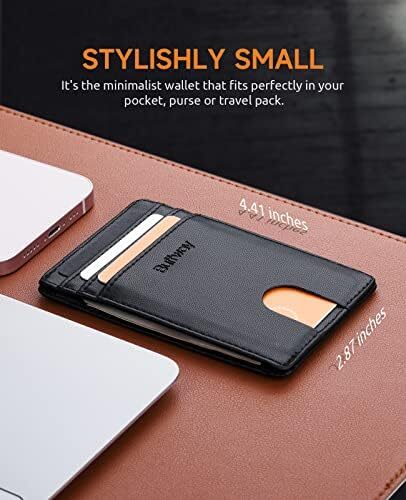 Buffway Mens RFID Blocking Slim Bifold Wallet کیف های کوچک چرمی مینیمالیستی برای مردان با جیب نقدی و جای کارت Image