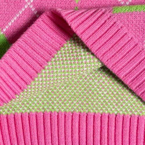 جلیقه ژاکت بافتنی Hyipels Argyle زنانه Y2K لباس بافتنی چهارخانه مدل لباس بافتنی Preppy Style V یقه تاپ تانک دخترانه Image