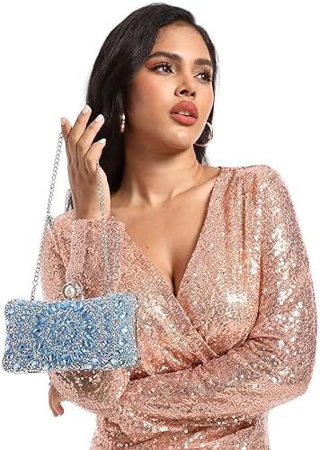 کیف پول‌های Clutch کریستالی Boutique De FGG برای کیف‌های شب زنانه کیف بدلیجات جشن عروسی Image