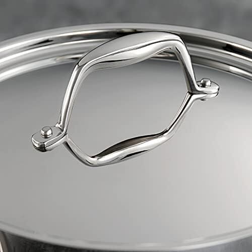 قابلمه استیل ضد زنگ ۲ لیتری ترامونتینا با درب، آماده برای القا، قابل شستشو در ماشین ظرفشویی، دارای گواهی NSF، ساخت برزیل Image