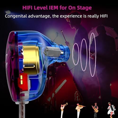YINYOO Easy KZ ZST Colorful Hybrid Banlance Armature with Dynamic in-Ear Earphone 1BA+1DD HiFi Headset Earphones Wired Ear Buds Wired Drum Headphones(Colorful ZST MIC) Image