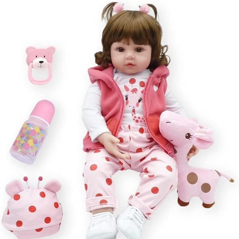 عروسک نوزاد 17 اینچی(۴۳ سانتیمتر) Reborn Baby Nano Classic سیلیکونی نرم وینیل عروسک اسباب بازی دخترانه همراه با عروسک کوچک و لوازم جانبی