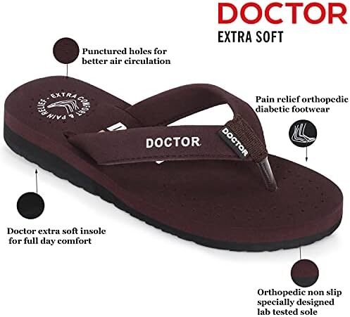 DOCTOR EXTRA SOFT Ortho Care زنانه ارتوپدی و دیابتی احساس خوب فوق العاده راحت Dr Sliders فلیپ فلاپ و دمپایی خانه برای زنان و دختران OR-D-16 Image