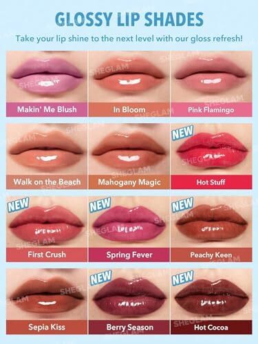 آرایش SHEGLAM - Pout-Perfect Shine Lip Plumper - Moisturizing Plumping Solid Lip Glass Non-Curishing (کاکائوی داغ) Image