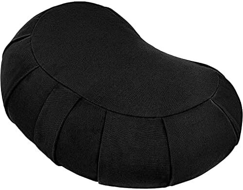 بالشتک مدیتیشن هلال - بالش مدیتیشن نیمه ماه یوگا برای نشستن روی زمین - بالشتک پر کننده بدنه گندم سیاه با روکش جداشدنی و دسته حمل