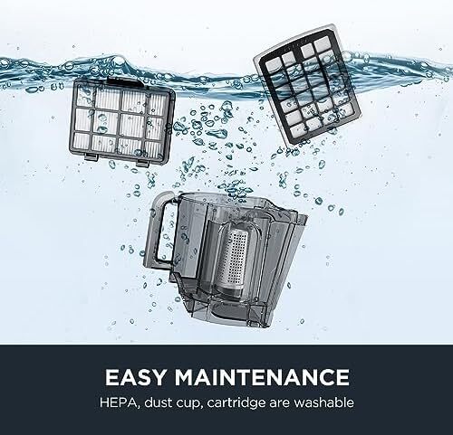 جاروبرقی بدون کیسه یورکا، جارو سبک برای فرش و کف‌های سخت، نقره‌ای با مشکی Image