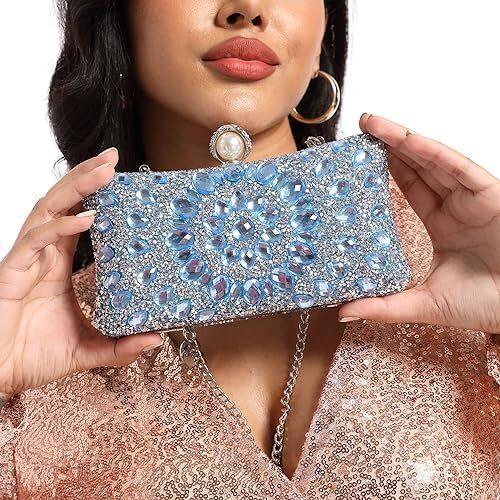 کیف پول‌های Clutch کریستالی Boutique De FGG برای کیف‌های شب زنانه کیف بدلیجات جشن عروسی Image