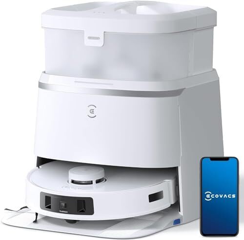 جاروبرقی رباتی ECOVACS DEEBOT T30 PRO OMNI با عملکرد تی کشی، تی کشی TrueEdge، برس بدون گره، قدرت مکش ۱۱,۰۰۰ PA با آب داغ و شستشوی هوشمند، نقره‌ای Image