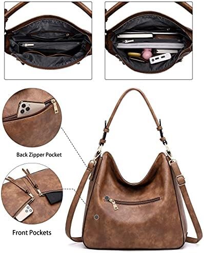 Hobo Bags for Women Handbags Purse Large Ladies Crossbody Purses Shoulder Bag Boho Designer 3pcs Set Faux Leather Image