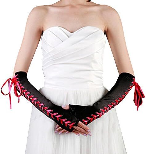 دستکش زنانه بدون انگشت JISEN با آرنج بند استیمپانک گرم کننده بازو Image