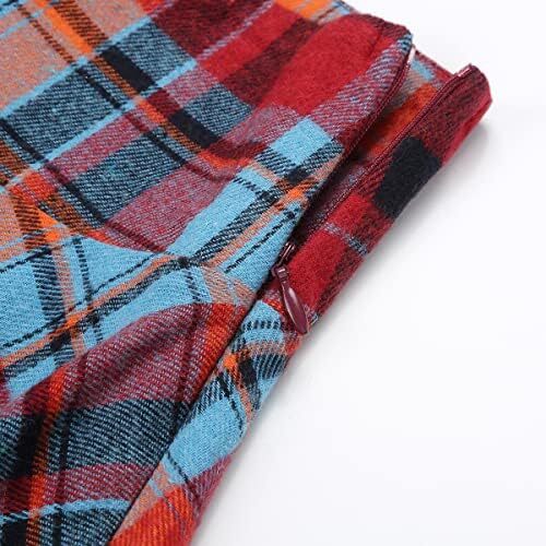 دامن های کوتاه چهارخانه گوتیک IDEALSANXUN برای دامن های چهارخانه کمر بلند زنانه Image