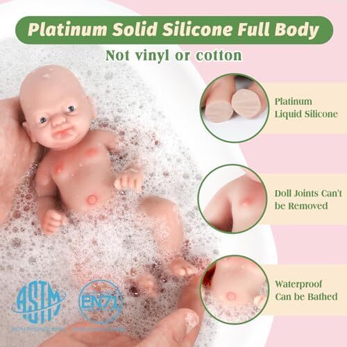 Vollence 7 "Mini Reborn Doll Girl Micro Preemie Full Body Silicone Lifelike Mini Reborn Doll Surprice کودکان ضد استرس Image