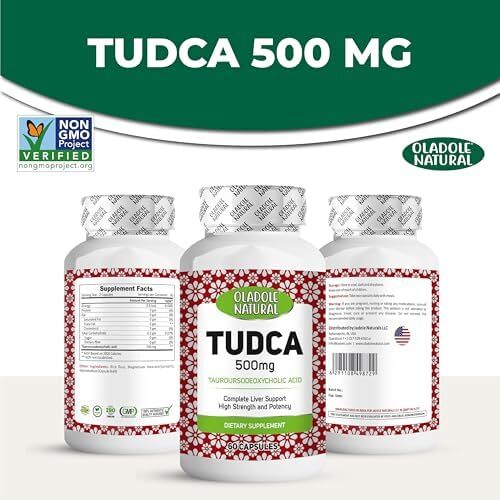 اولادوله طبیعی TUDCA (500mg) - 60 کپسول | اسید تائورورودوکسیکولیک برای افزایش تولید صفرا، بهبود هضم و حمایت از سیستم ایمنی | حمایت از عملکرد بهینه کیسه صفرا، کبد و کلیه Image