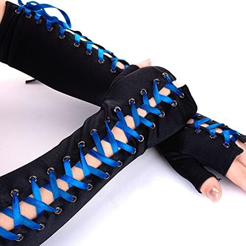 دستکش زنانه بدون انگشت JISEN با آرنج بند استیمپانک گرم کننده بازو Image