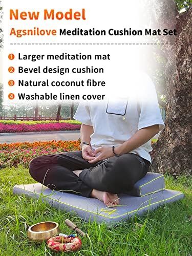 ست تشک مدیتیشن Agsnilove تشک یوگا ضخیم بزرگ بالش کف صندلی برای بزرگسالان لوازم جانبی مدیتیشن