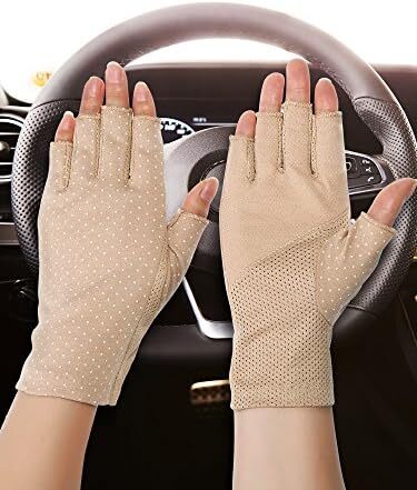 دستکش بدون انگشت Maxdot ضد لغزش محافظ UV دستکش رانندگی تابستانی در فضای باز برای زنان و دختران Image