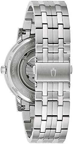 ساعت مچی اتوماتیک مردانه بولوا مدل کلاسیک با ۳ عقربه و ۲۱ جواهر، با ذخیره انرژی ۴۲ ساعته، ویژگی هک، عقربه ثانیه‌ای، صفحه نمایش باز و قاب نمایشگاهی، ۴۲ میلی‌متر Image