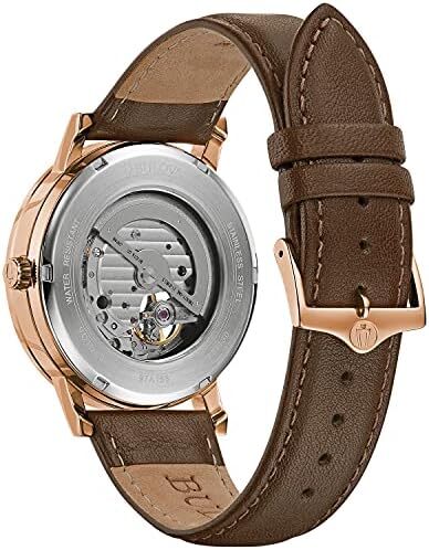 ساعت مچی اتوماتیک مردانه بولوا مدل کلاسیک با ۳ عقربه و ۲۱ جواهر، با ذخیره انرژی ۴۲ ساعته، ویژگی هک، عقربه ثانیه‌ای، صفحه نمایش باز و قاب نمایشگاهی، ۴۲ میلی‌متر Image