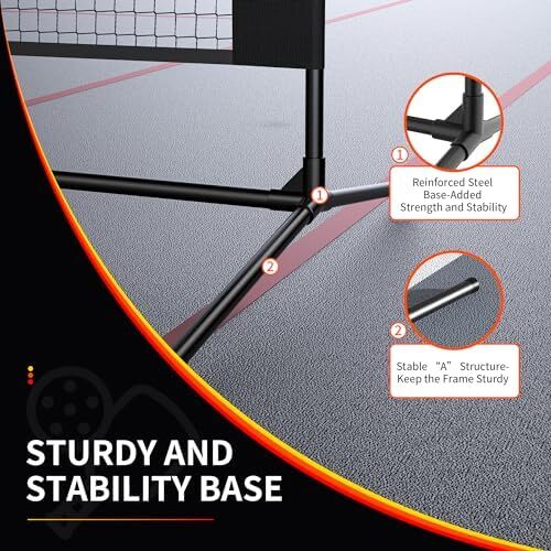 ست توپ ترشی قابل حمل GOTWAH با توری برای درایو - سیستم توری با سایز تنظیمی 22FT و دست و پاچه های فایبر گلاس مجموعه 4 و 4 توپ ترشی فضای باز و 4 توپ ترشی داخلی و 2 کیسه Image