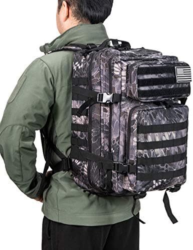 QT&QY 45L Military Tactical Backpacks Molle Army Assault Pack 3 Day Bug Out Survival Bag Hiking Treeking Rucksack Image