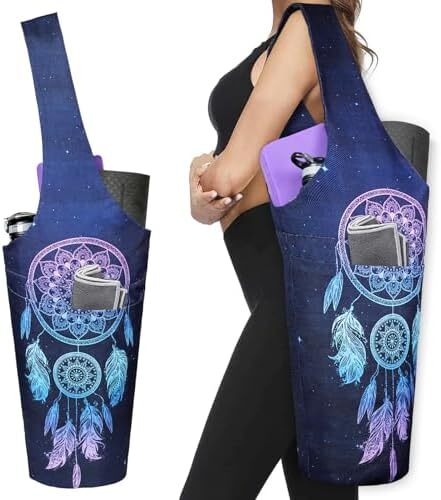 کیف مت یوگا چاپ شده مد روز با جیب کناری بزرگ و جیب زیپ دار کیف یوگا بلند و مناسب تشک های بزرگ - دارای لوازم جانبی یوگا بیشتر Image