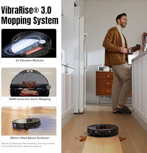 جاروبرقی رباتیک و تی سونیک roborock S8 MaxV Ultra، مکش 10000 پاسکال، تمیزکاری عمیق، خشک‌کن خودکار با هوای گرم، تخلیه و پر کردن خودکار، اجتناب از موانع Image