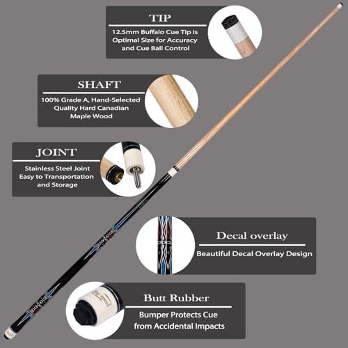 چوب استخر ری اسپید با قاب سخت چوب استخر حرفه ای بیلیارد 19/20 اونس استیک Image