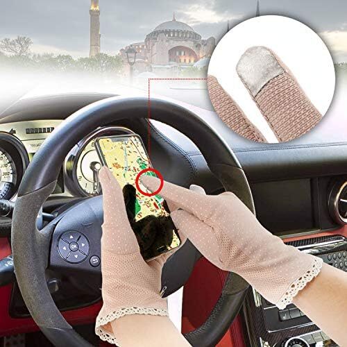 دستکش ضد لغزش توری نخی ضد آفتاب زنانه MarJunSep Dots محافظ در برابر آفتاب - 4 جفت Image