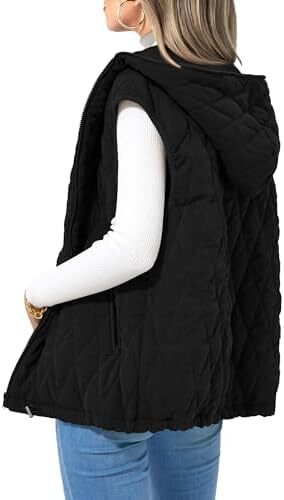 جلیقه لحاف دار پاییزی زنانه PRETTYGARDEN لباس بیرونی کت زمستانی ژاکت بدون آستین سرپوش دار زیپ دار