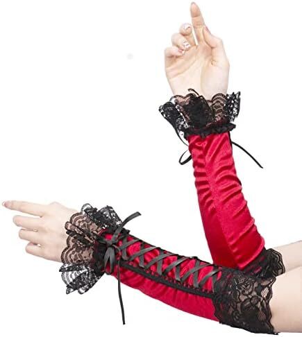 دستکش زنانه بدون انگشت JISEN با آرنج بند استیمپانک گرم کننده بازو Image