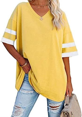 تی‌شرت زنانه یقه گرد/ویژه زنانه زنانه نیم‌آستین تی‌شرت‌های بیسبال سایز بزرگ تاپ‌های تونیک Image