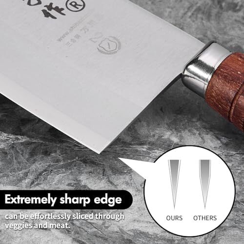 چاقوی سرآشپز SHI BA ZI ZUO، چاقوی سبزیجات چینی برای آشپزخانه، کلاس برتر، چاقوی استیل ضد زنگ 7 اینچی با طراحی ارگونومیک و دسته چوبی راحت Image